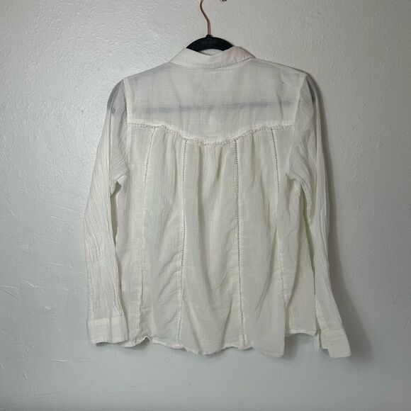 Sundance white bohemian button down blouse size small - Picture 2 of 7